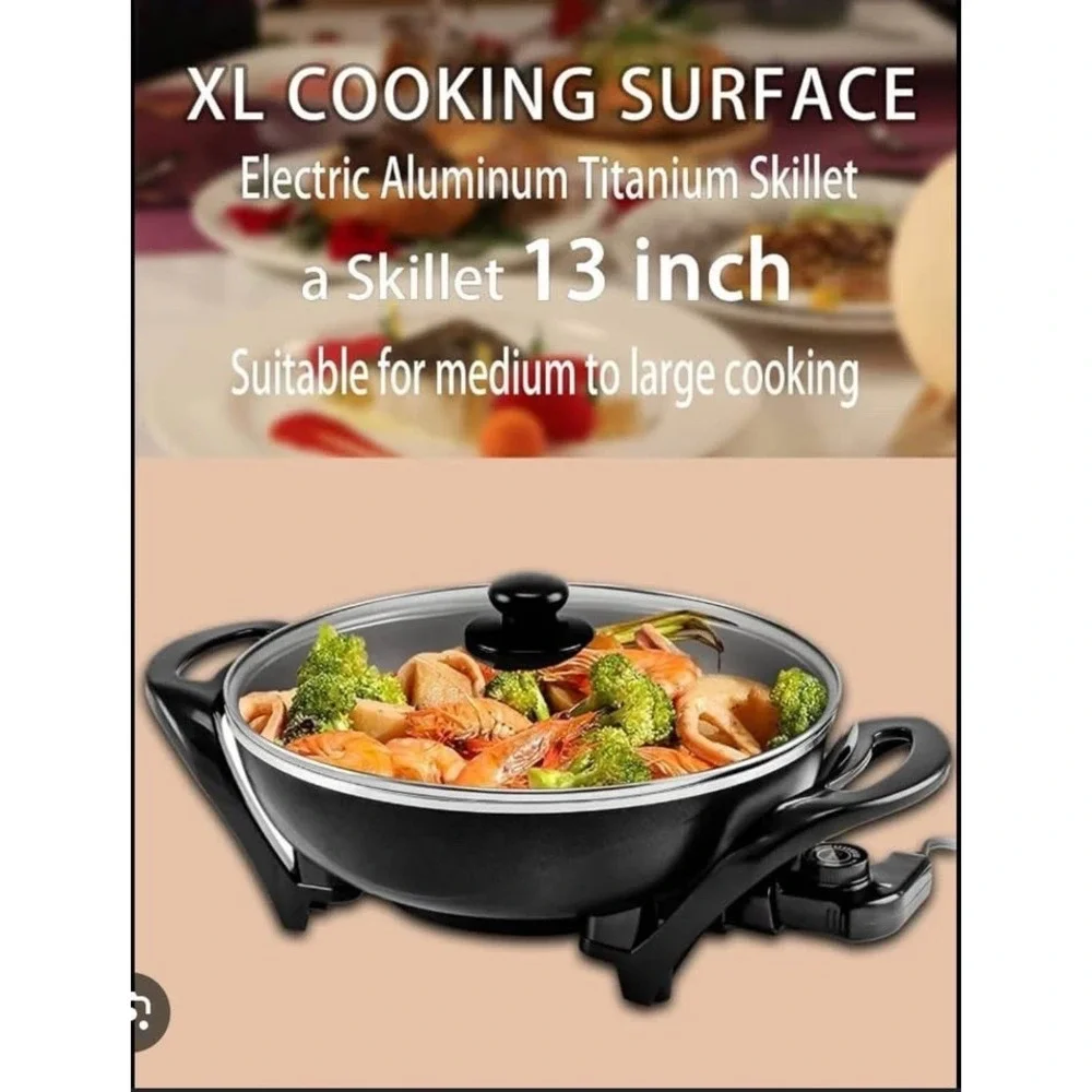 Complete Cuisine 13in Electric Wok Glass Lid 5QT CC-WK-005 Black